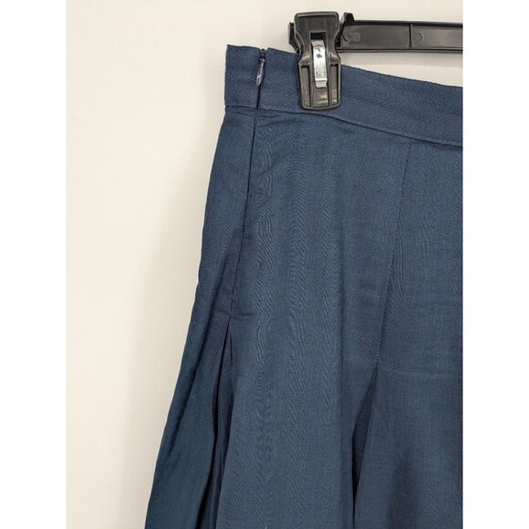 Y2K Banana Republic Midi Full Skirt Women Size 10 100% Linen Pleated Academia - Picture 6 of 12